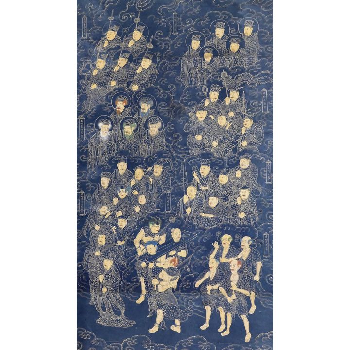 Chinese Qing Scroll Painting of Hell
