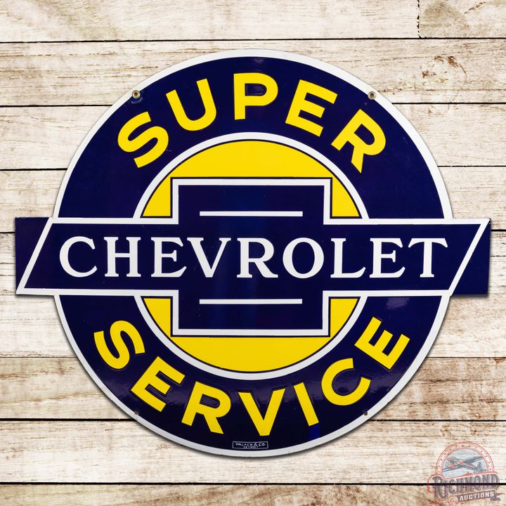 42" Chevrolet Super Service Die Cut DS Porcelain Sign