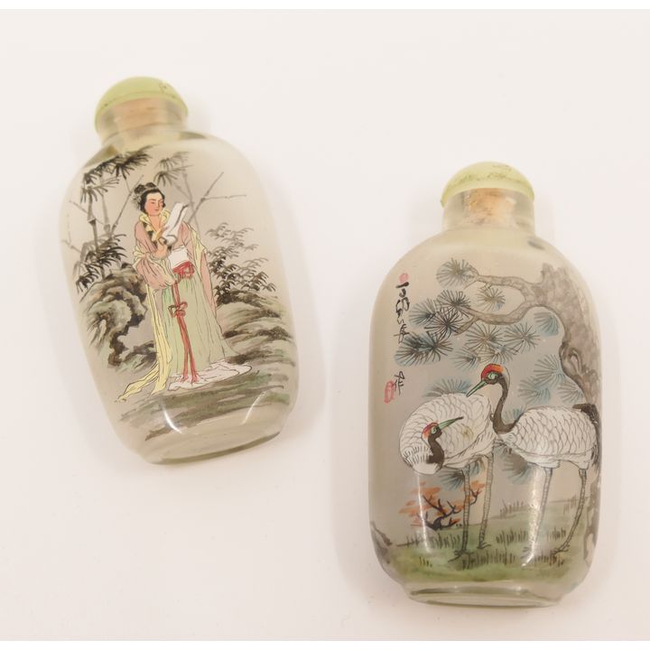 2pc Chinese Reverse Painted Snuff Bottles- 3''
