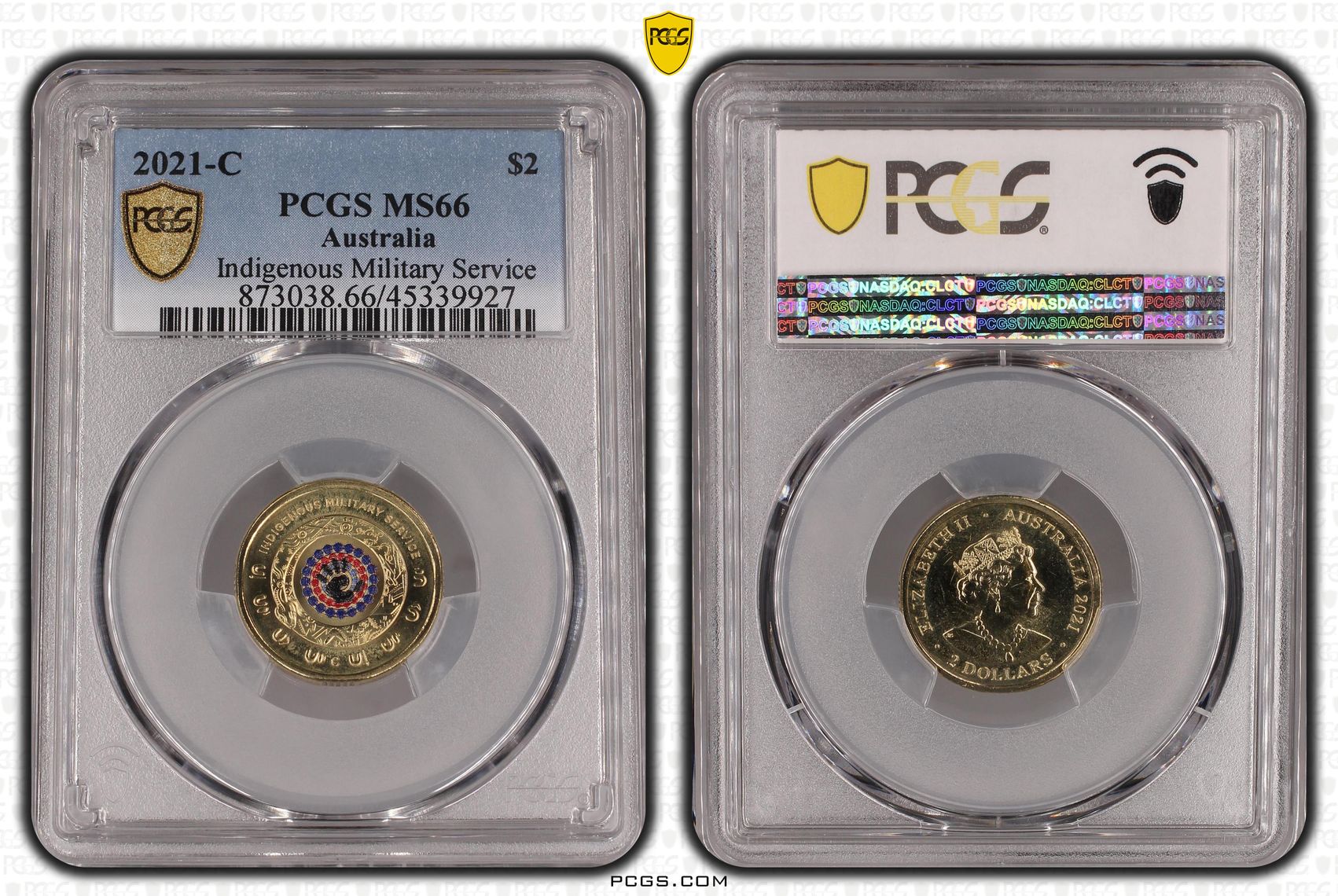 2021-C Australia Two Dollar, $2 Indigenous Military Service PCGS - MS66 -927