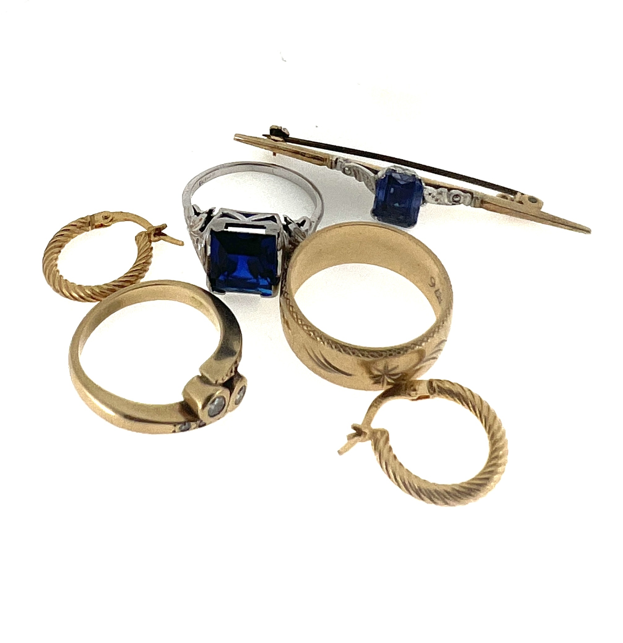 9ct Mixed Jewellery with Synthetic Stones