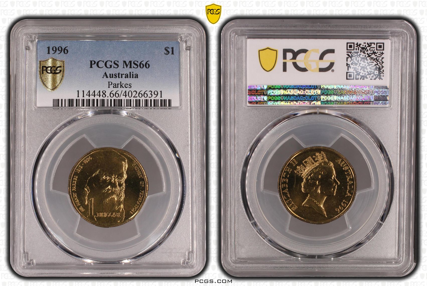 1996 Australia One Dollar, $1 Parkes PCGS - MS66 -391