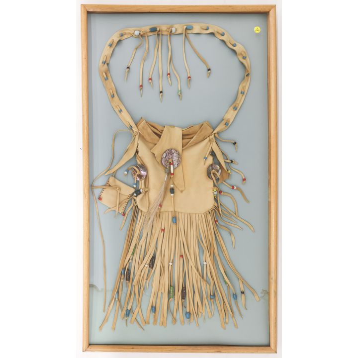 Plains Indian Leather Bandolier Bag Framed