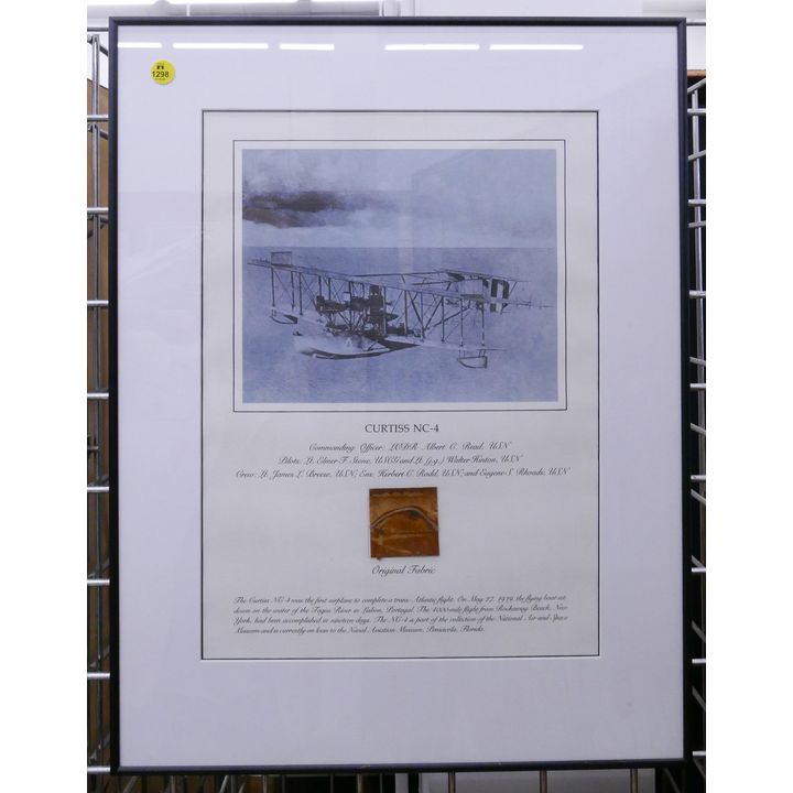 Curtiss NC-4 Airplane Fabric Fragment Framed- 24x18''