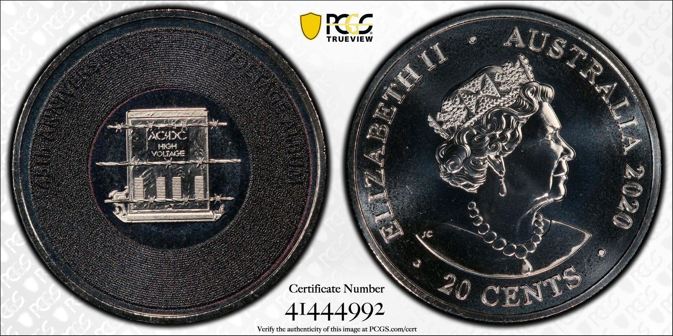 315 · AC/DC- High Voltage 45th Anniversary , Twenty Cent, 2020, PCGS MS68
