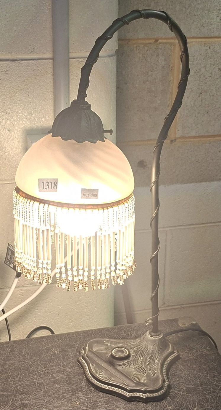 Metal Lamp With Fringed Shade