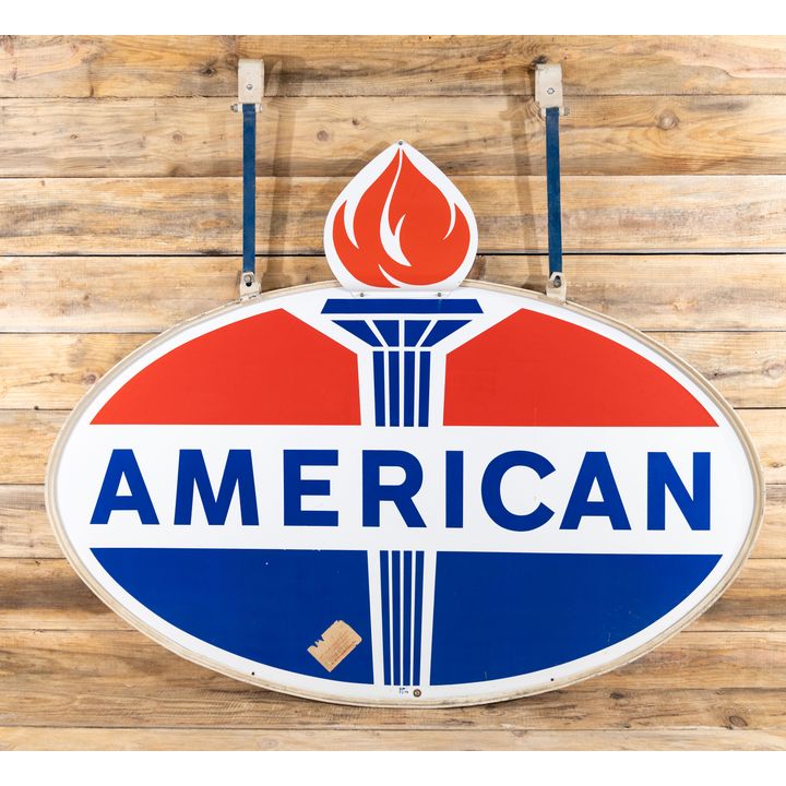 NOS American Double Sided Porcelain ID Sign & Metal Frame w/ Original Shipping Label TAC 9.75