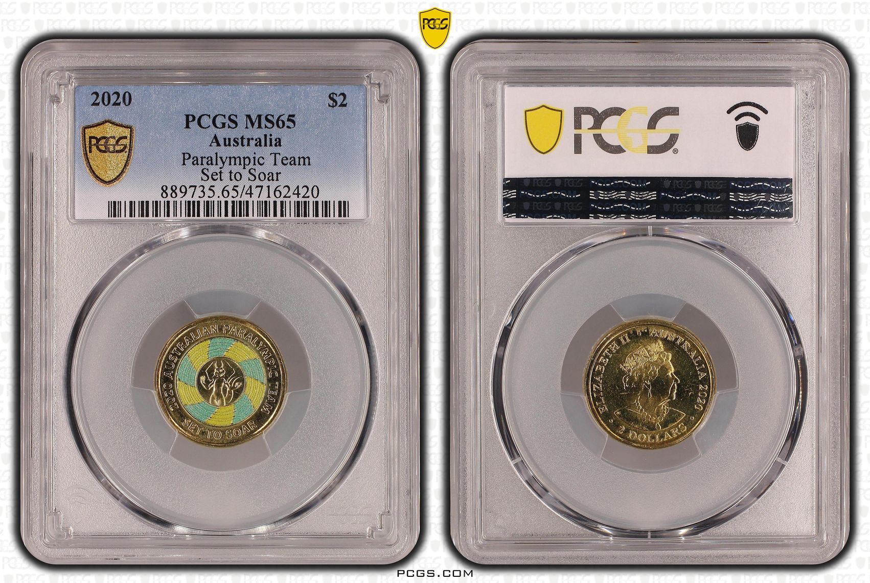 Elizabeth II, Paralympic Team, Two Dollar, 2020, PCGS MS65