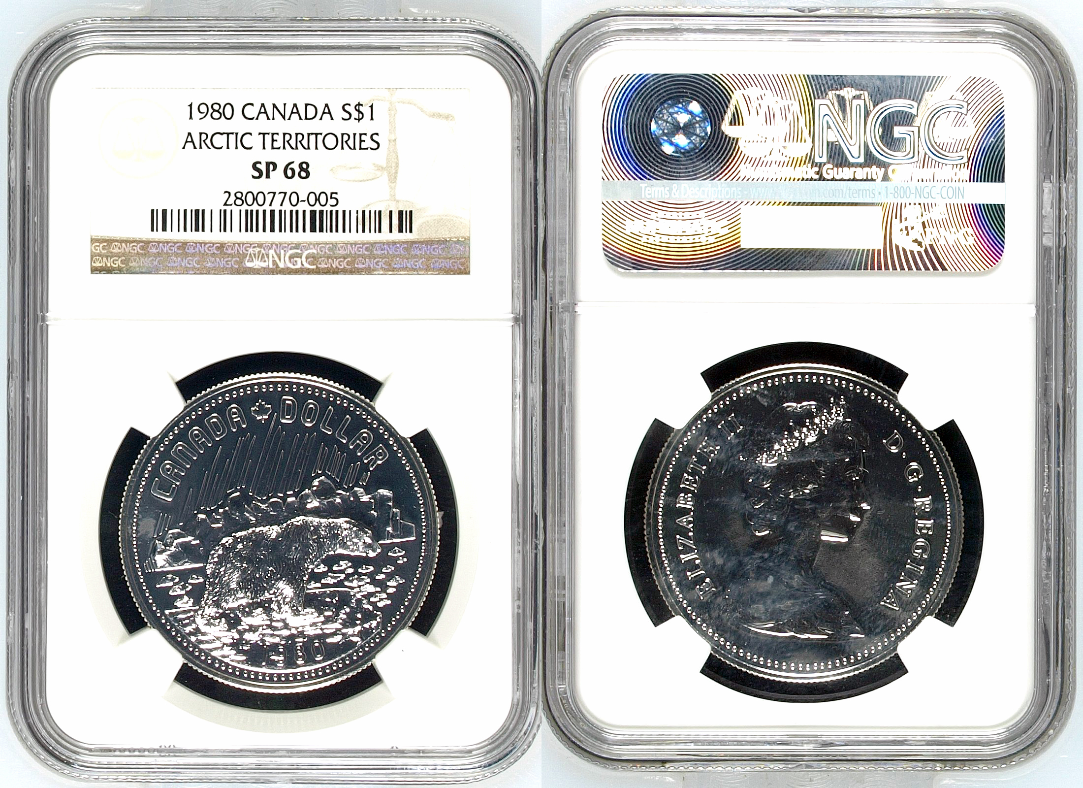 Canada, Arctic Territories, One Dollar, 1980, NGC SP 68