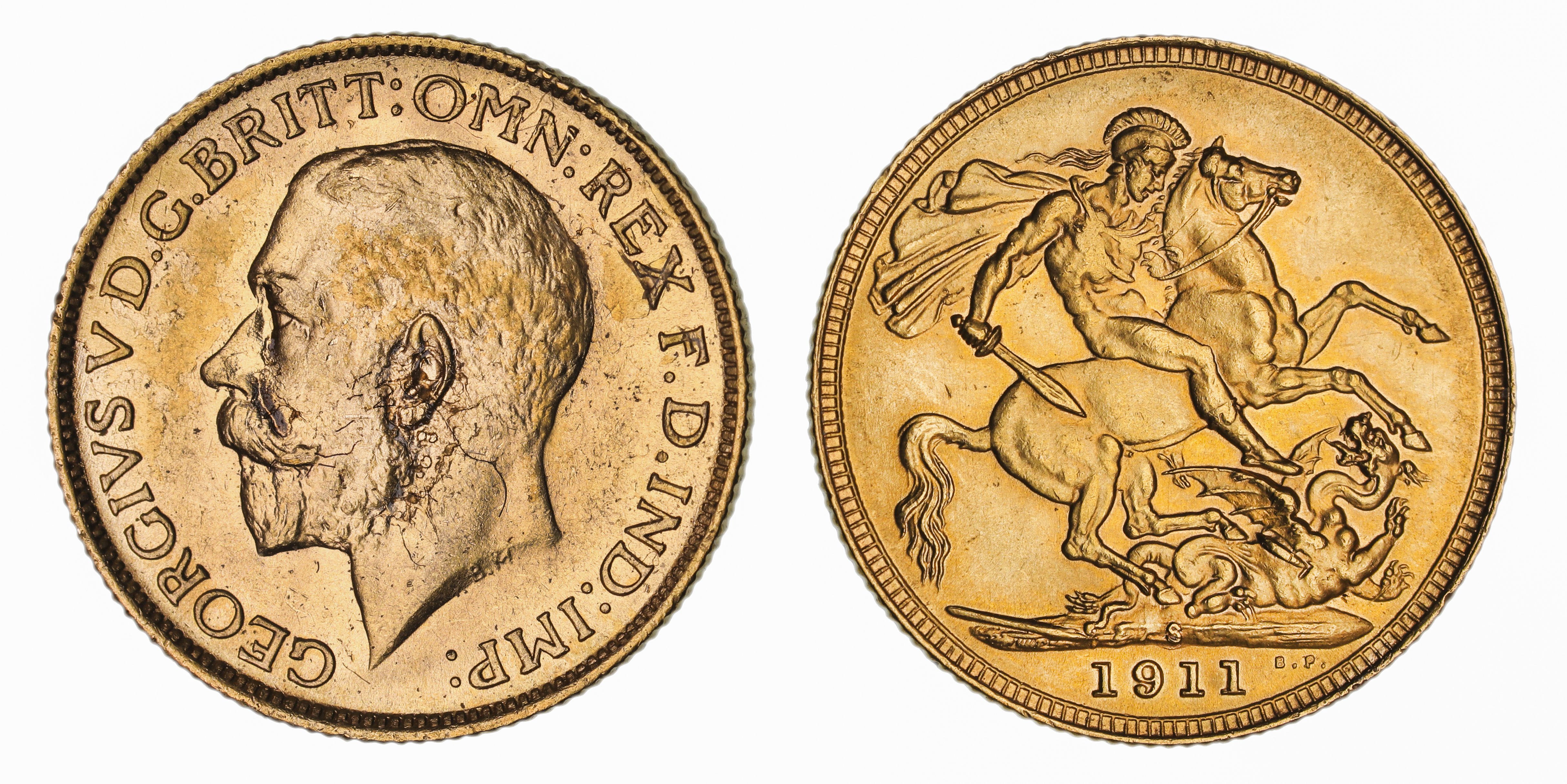 George V, St. George Reverse - Sydney Mint, Sovereign, 1911, aUNC
