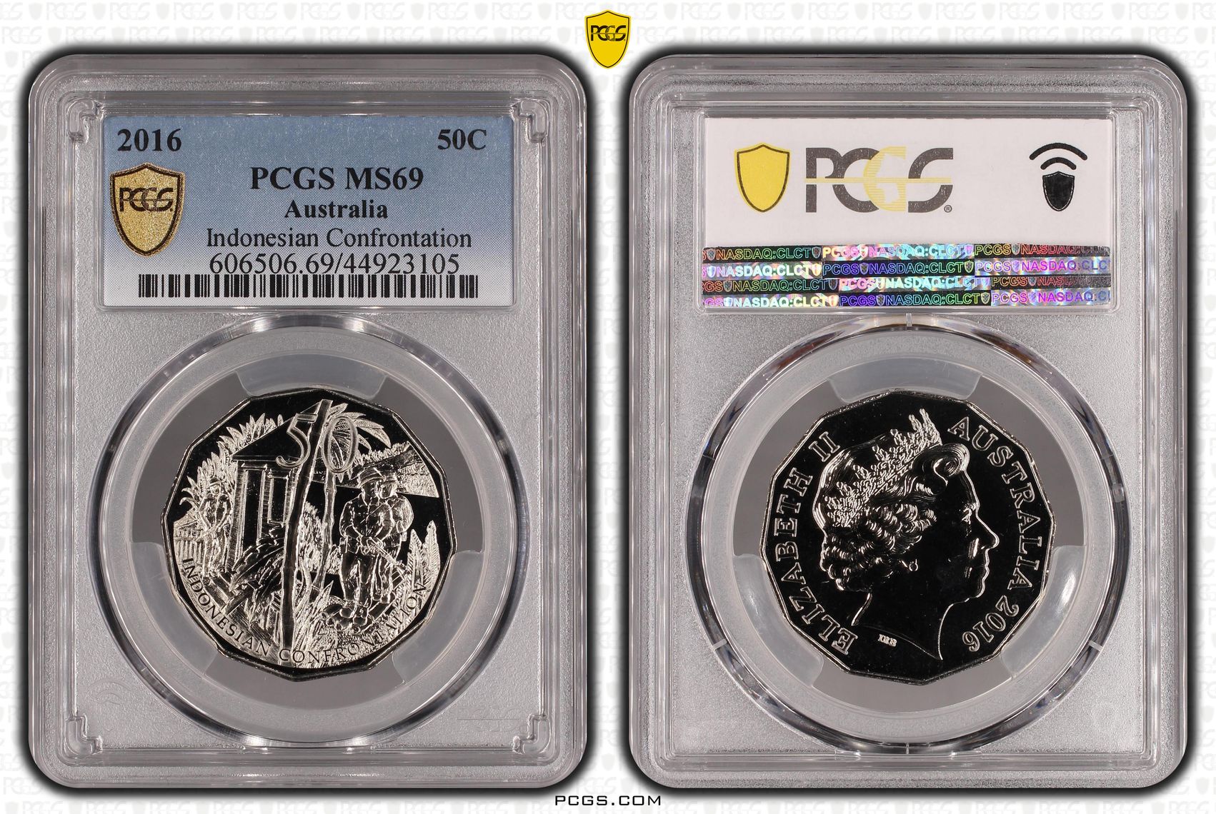 2016 Australia Fifty Cent, 50c Indonesian Confrontation PCGS - MS69 -105