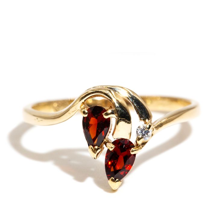 Pear Shape Garnet 9ct Gold Ring,