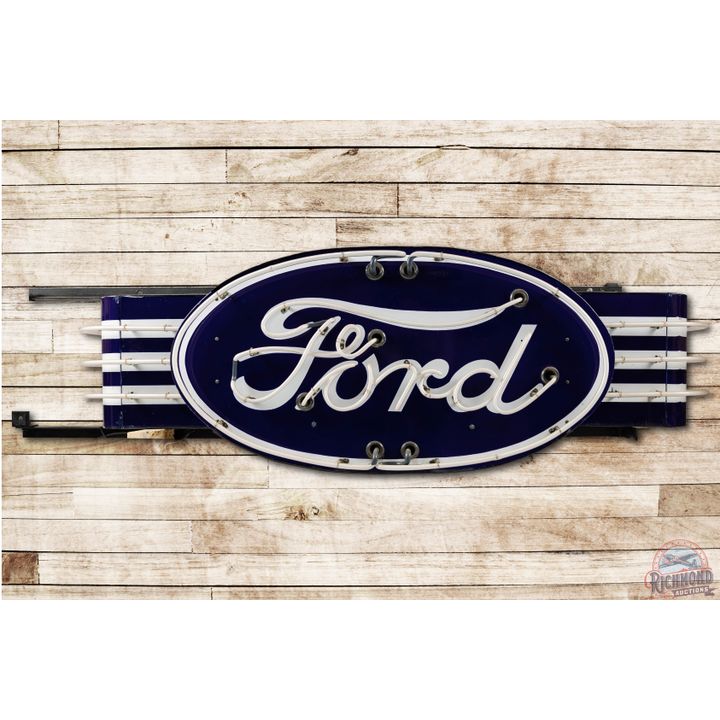 6' Ford w/ Wings Double Sided Porcelain Neon Sign