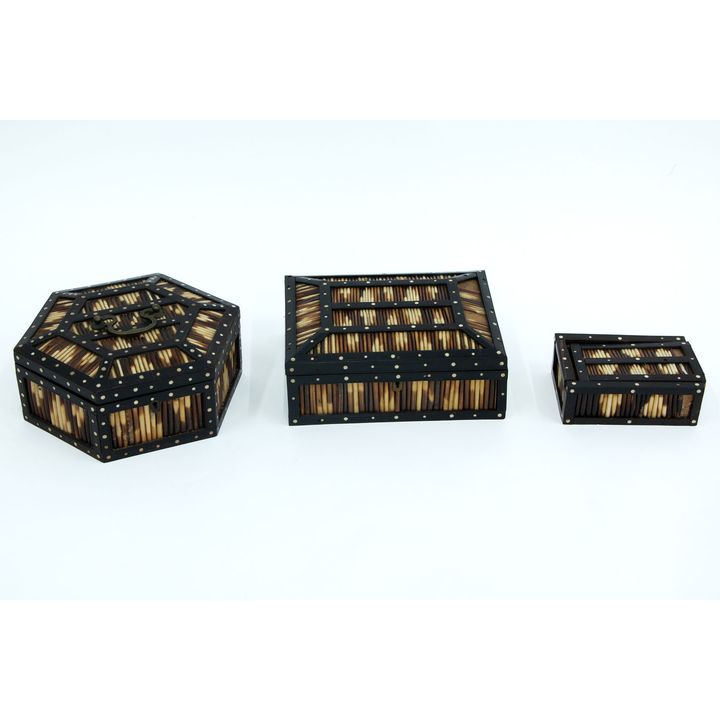 Three late-19th-century quill boxes