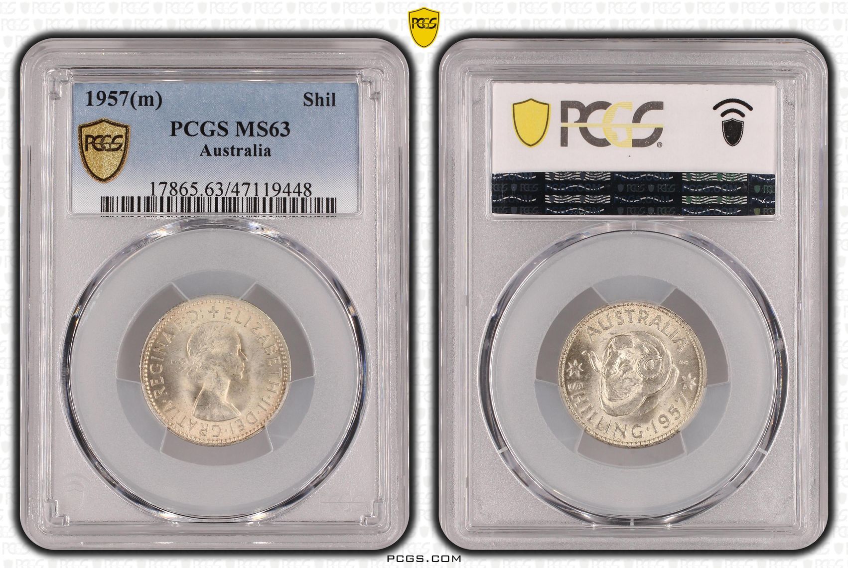 Elizabeth II, Shilling, 1957(m), PCGS MS63