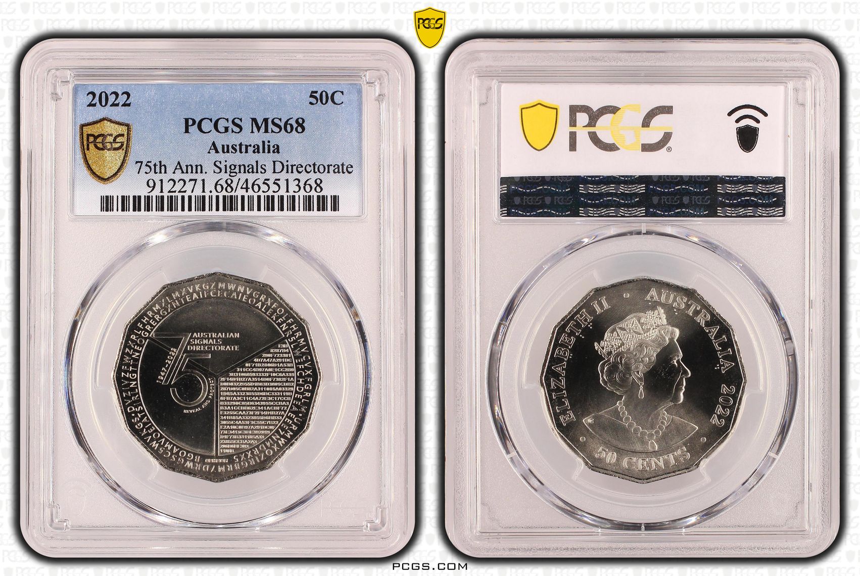 75th Ann. Signals Directorate , Fifty Cent, 2022, PCGS MS68