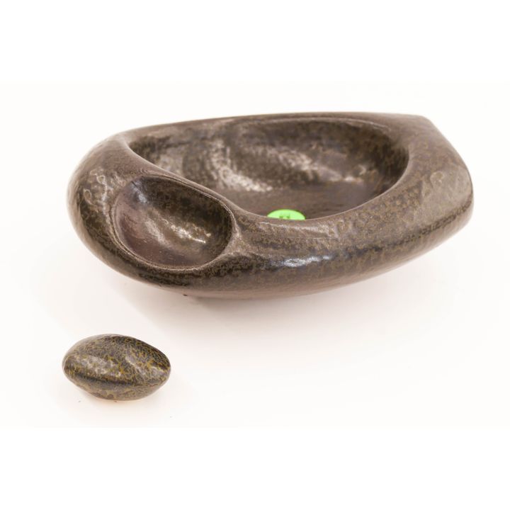 Reid Ozaki Studio Pottery Bowl with Rock- 7''