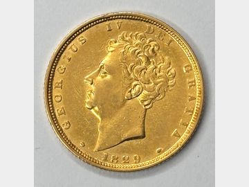 1829 KING GEORGE IV BARE HEAD GOLD SOVEREIGN