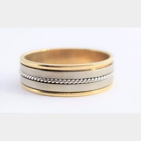 MENS WHITE AND YELLOW GOLD RING - 51543/144