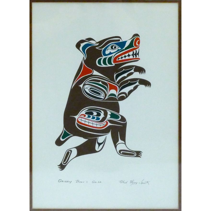 Chief Henry Speck ''Grizzly Bear'' Serigraph Framed 23''x17''