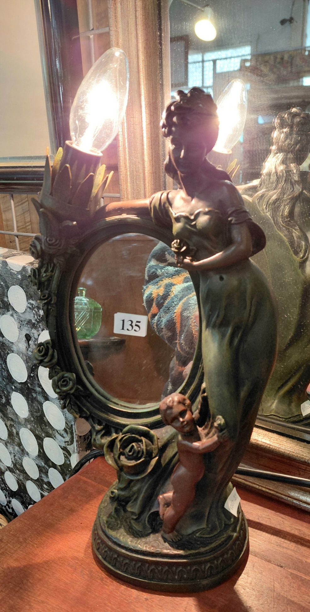 135 · ART NOUVEAU STYLE LAMP/MIRROR