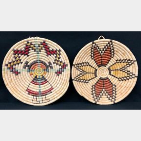 Hopi Maiden and Butterfly Themed Coiled Baskets