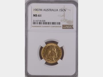 1907 EDWARD VII MELBOURNE MINT GOLD SOVEREIGN MS61