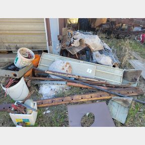 Small pile of salvage metals and misc., and pcs north of riock truck