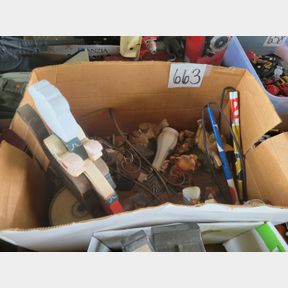 Assorted animal figurines and decorative items