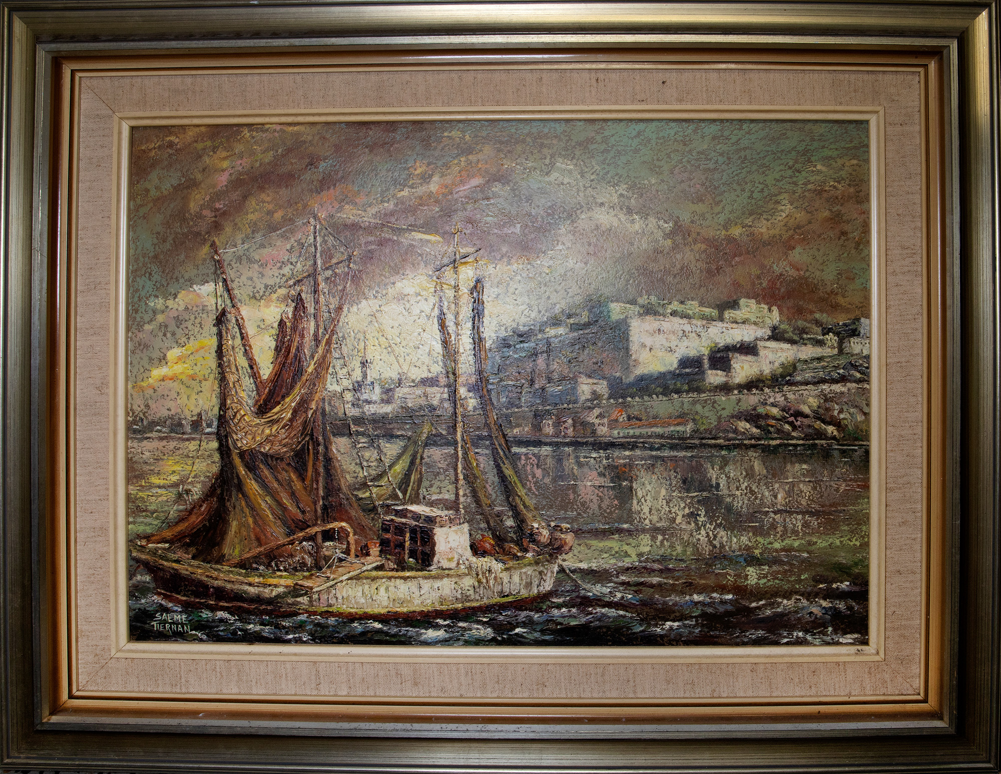 453 · Salme Tiernan (1917-1989), 'Mediterranean Scene (Valetta)'