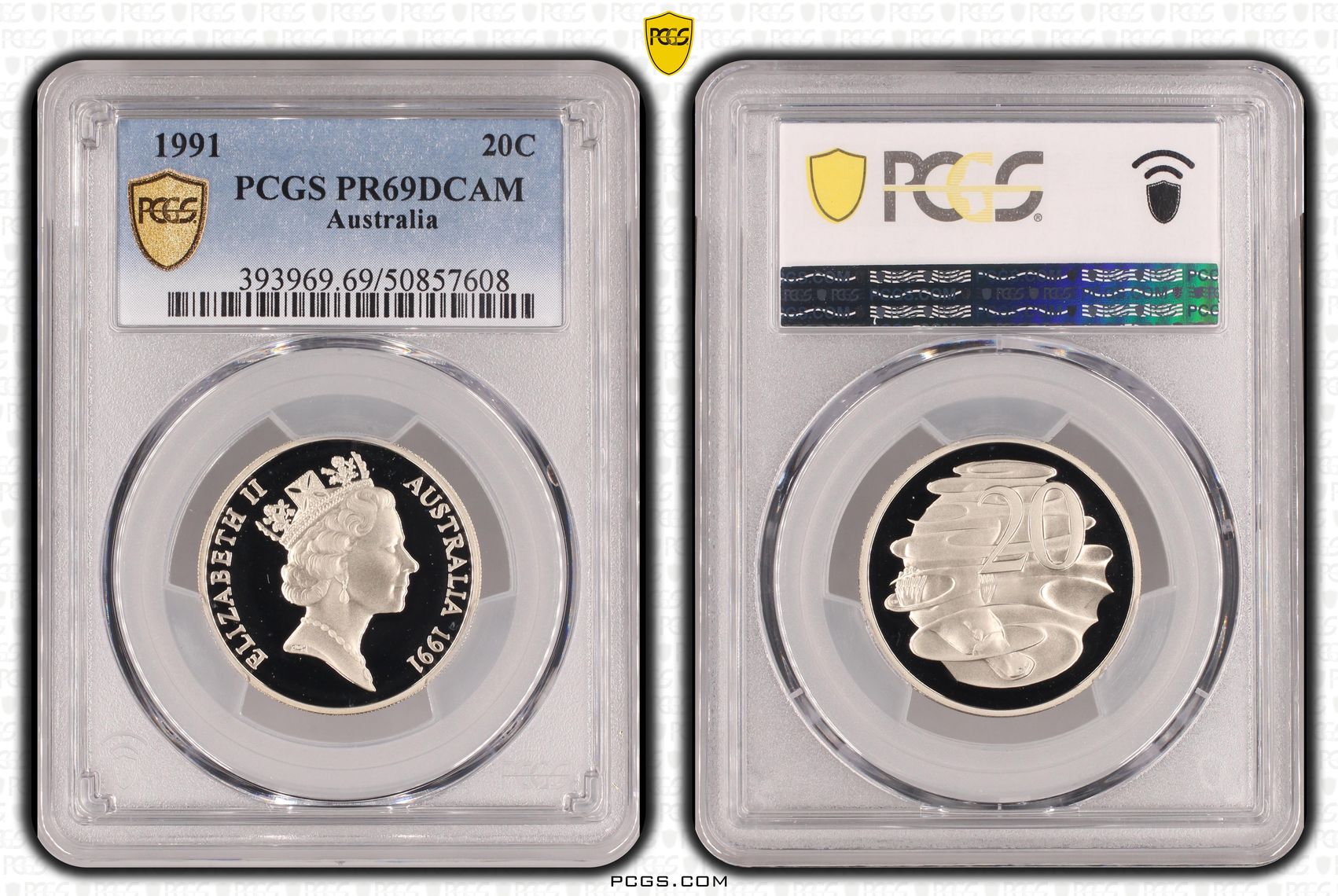 Twenty Cent, 1991, PCGS PR69DCAM