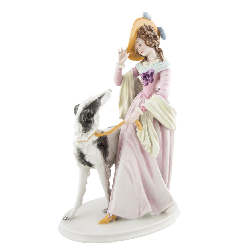 Figurka - dama z chartem, Rosenthal, ok. 1950 r.