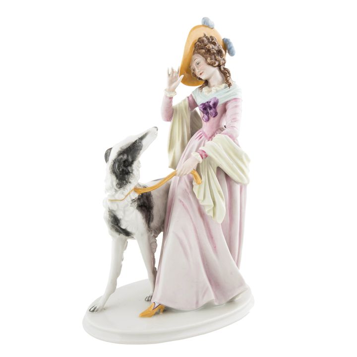 Figurka - dama z chartem, Rosenthal, ok. 1950 r.