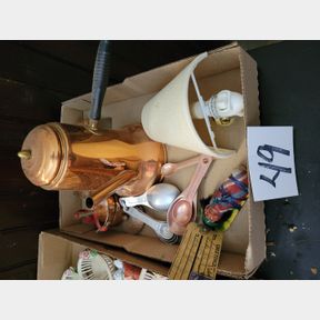 Copper teapot, vintage Indian baby and food chopper