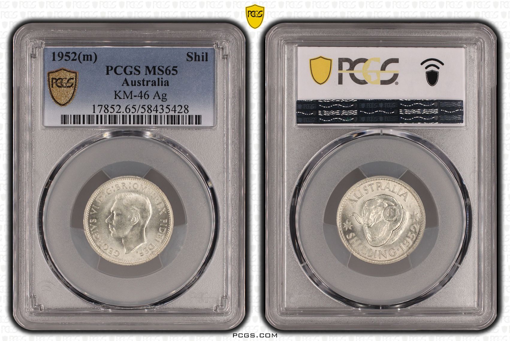 KM-46 Silver, Shilling, 1952(m), PCGS MS65