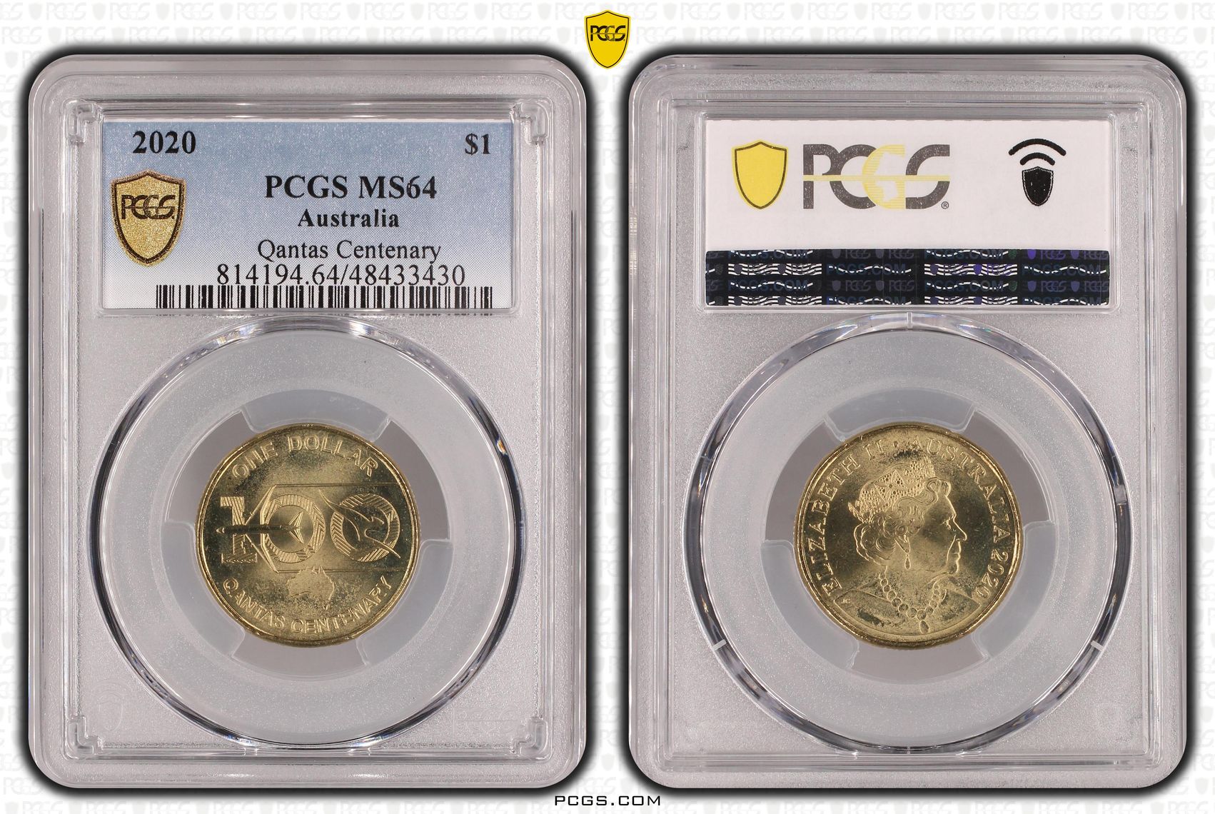 Elizabeth II, Qantas Centenary, One Dollar, 2020, PCGS MS64