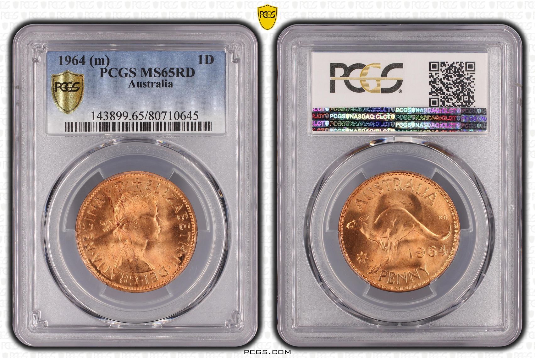 1964 Australia Penny PCGS - MS65RD -645