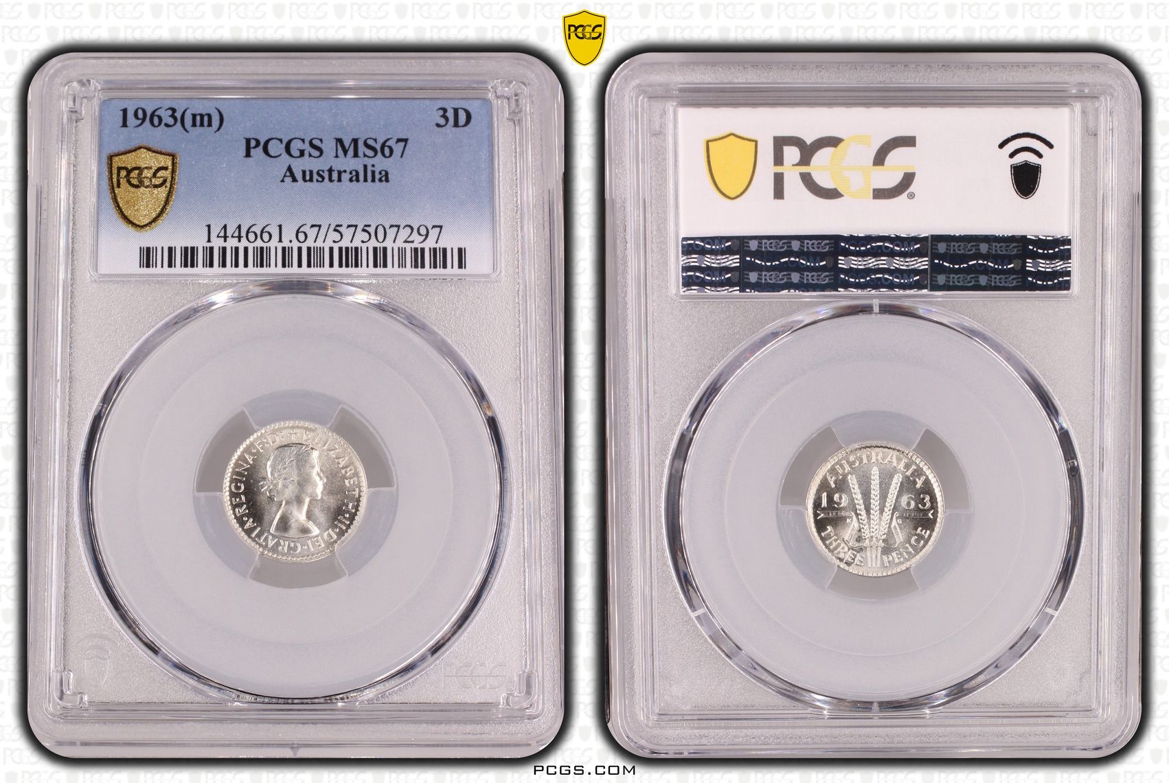 56 · Threeepence, 1963(m), PCGS MS67