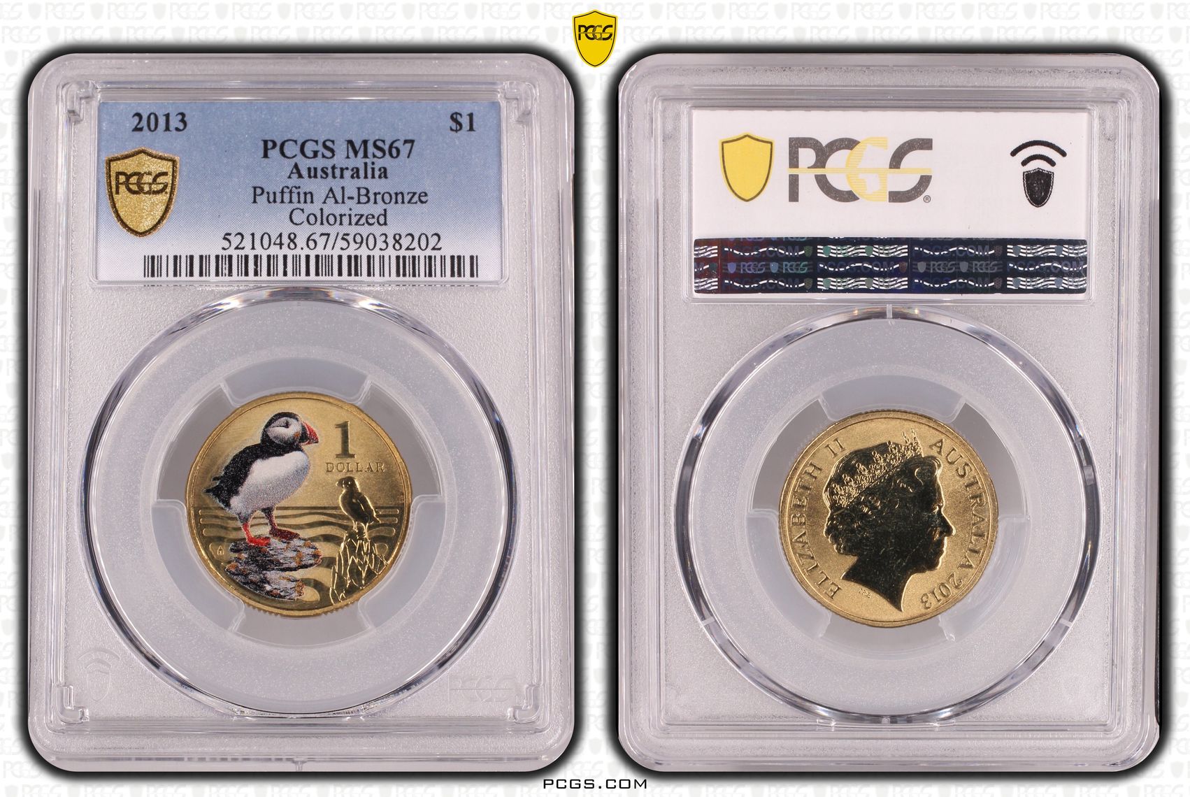 Puffin Al-Bronze, One Dollar, 2013, PCGS MS67