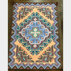Burnt Water Raised Outline Navajo Rug