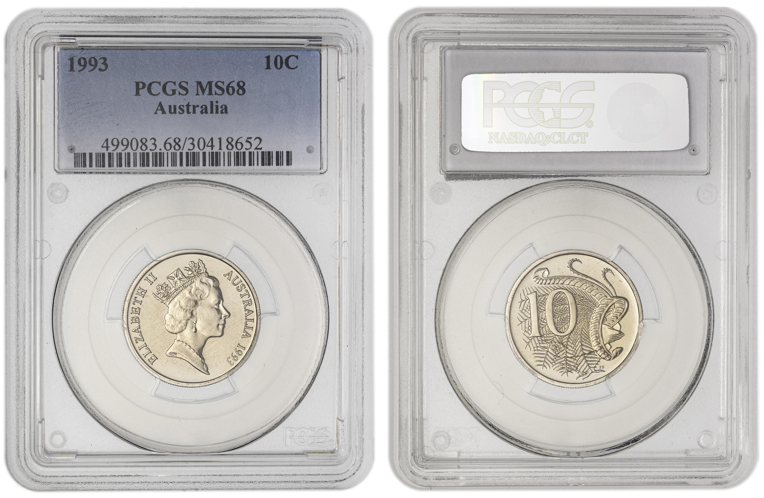 , Ten Cent, 1993, PCGS MS68