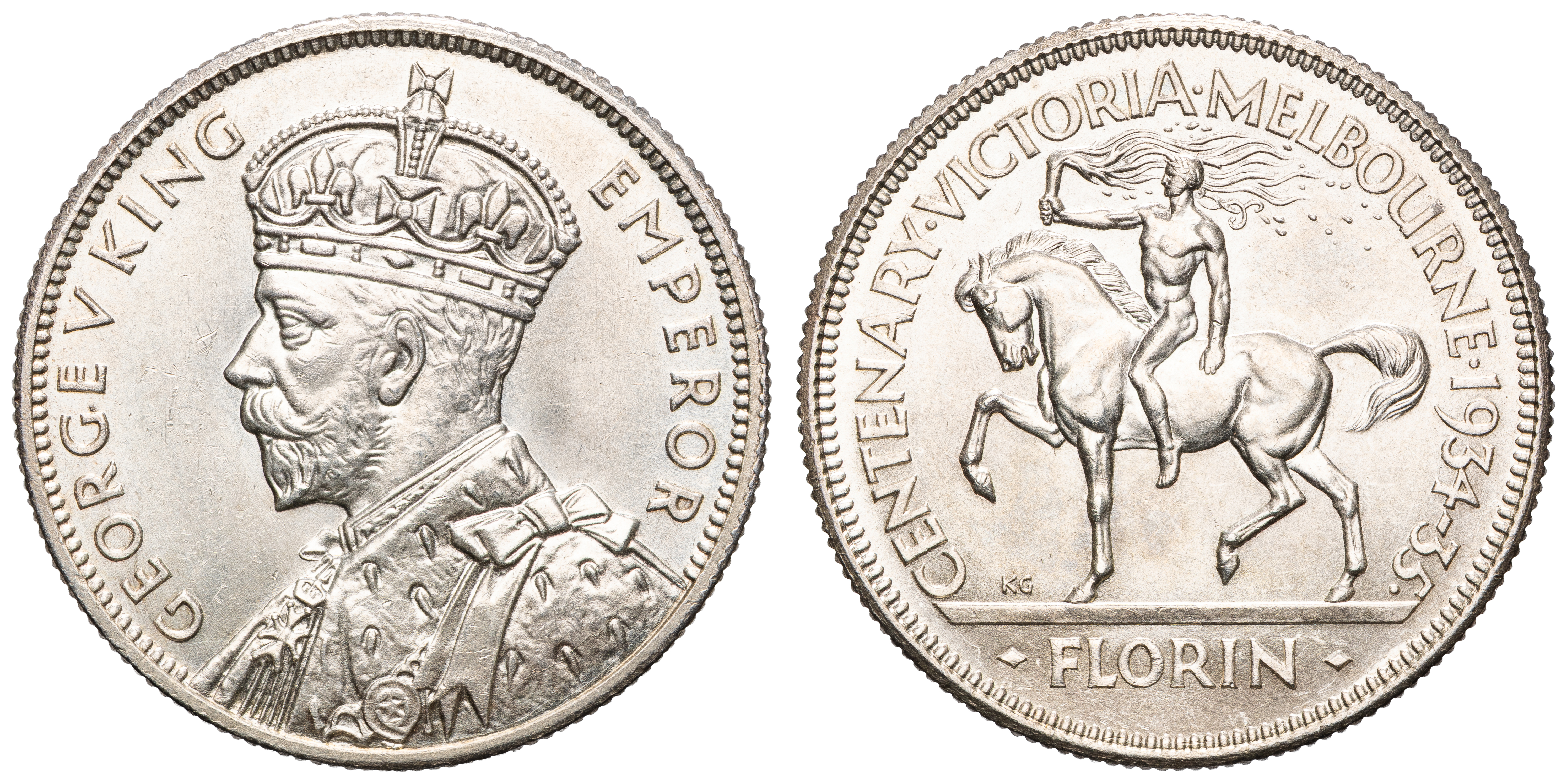 George V, Melbourne Centenary, Florin, 1934-35, UNC