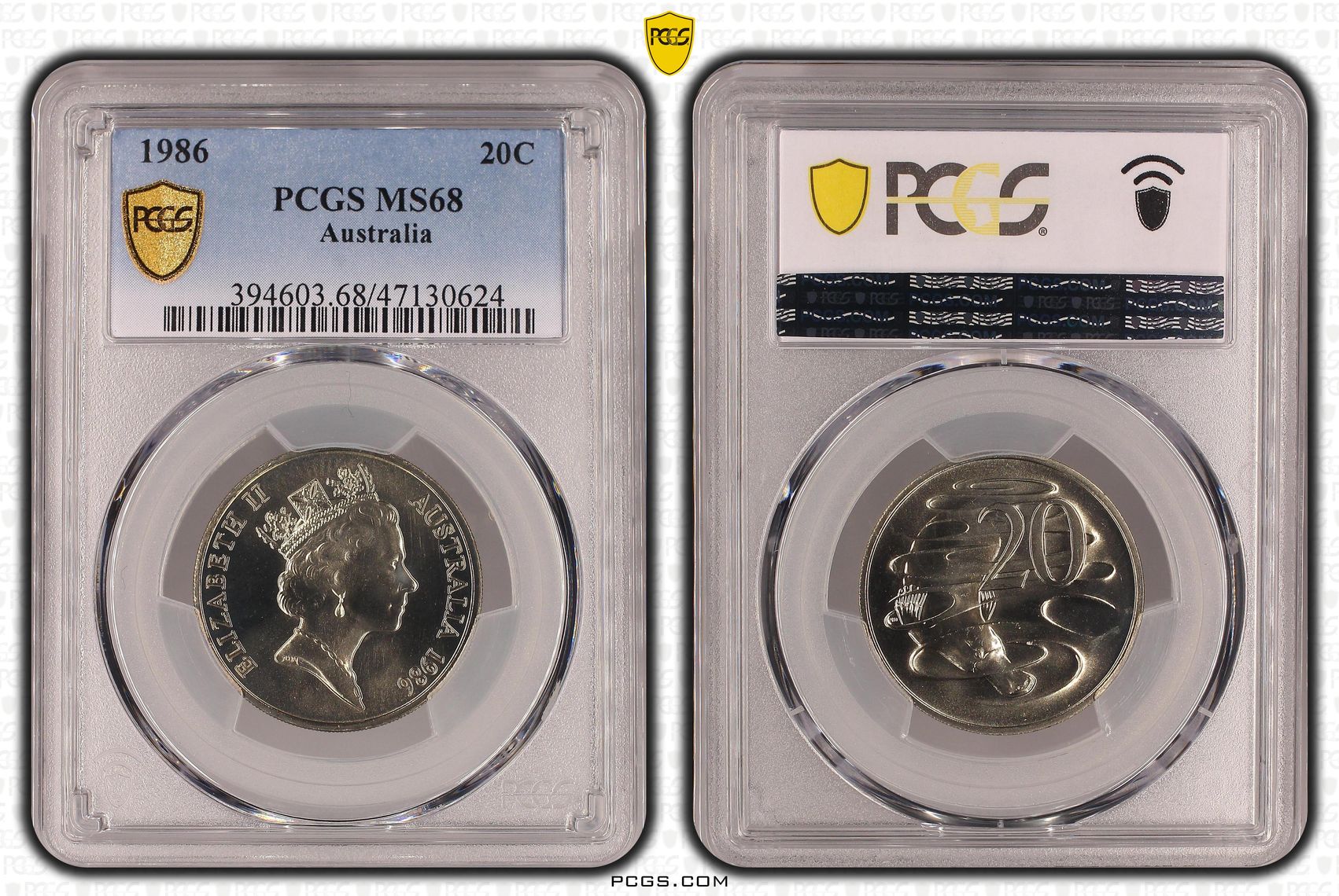 Elizabeth II, Twenty Cent, 1986, PCGS MS68