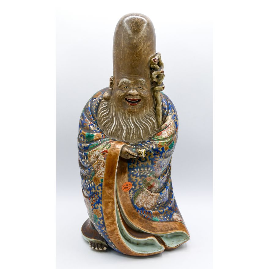 Ornate Japanese Kutani Fukurokuji Large Figure 16.5''