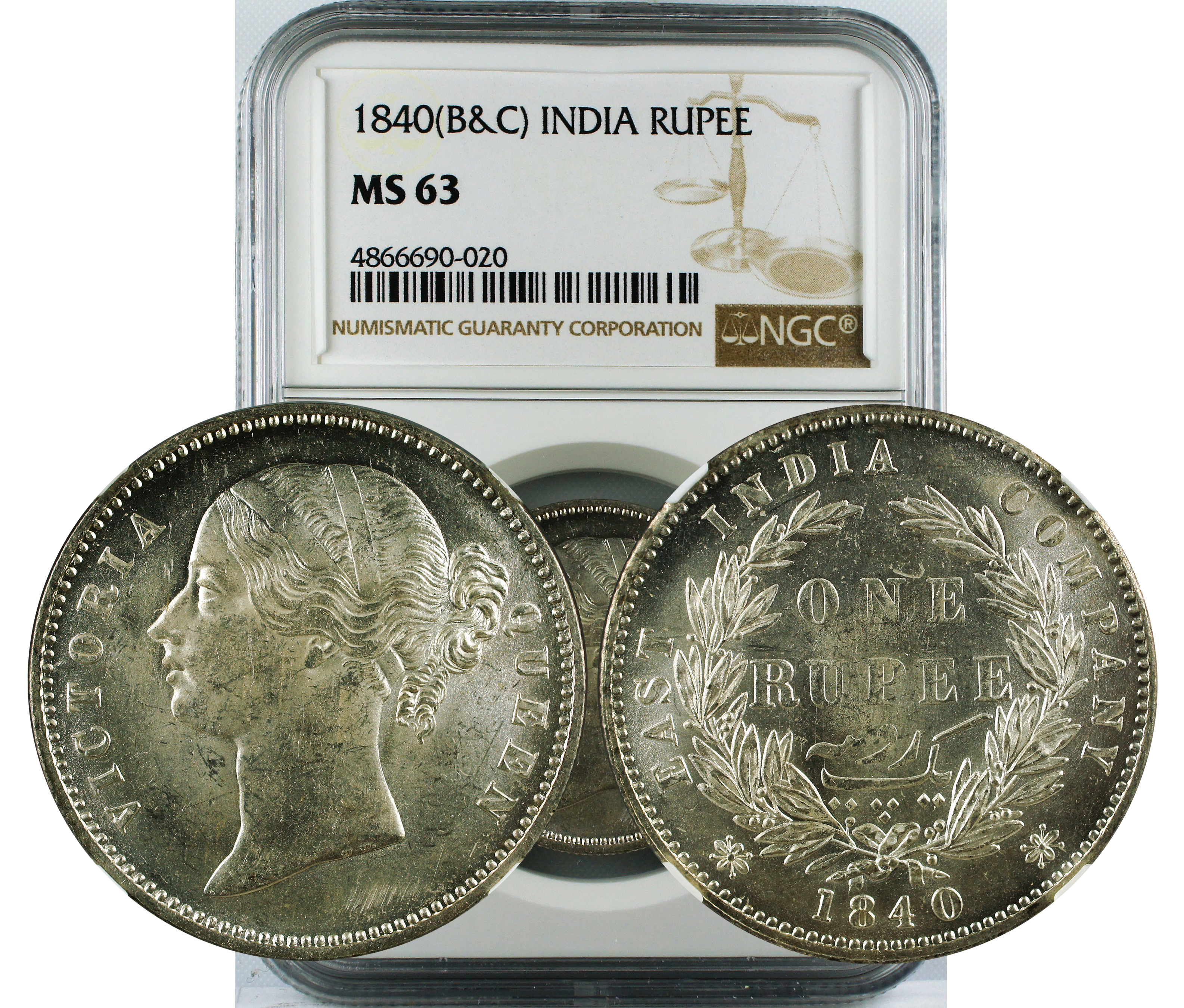 1840(B&C) INDIA RUPEE MS63