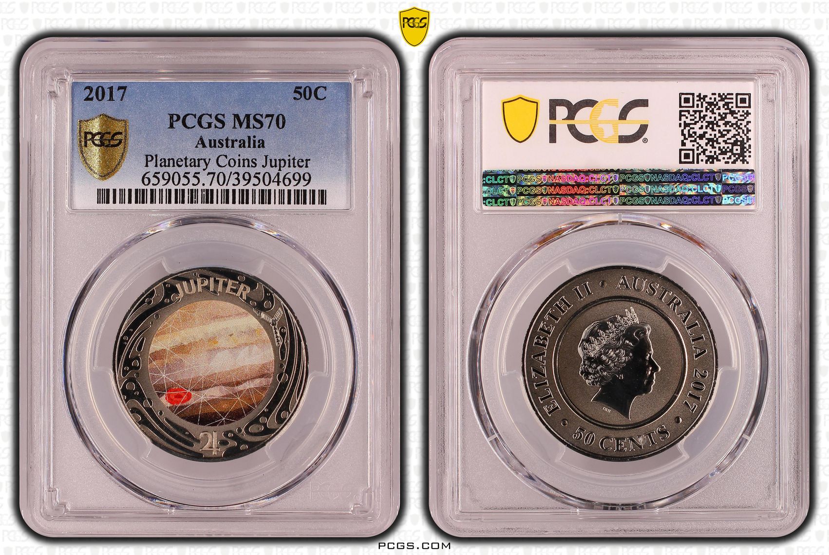 Planetary Coins Jupiter Colorized, Fifty Cent, 2017, PCGS MS70