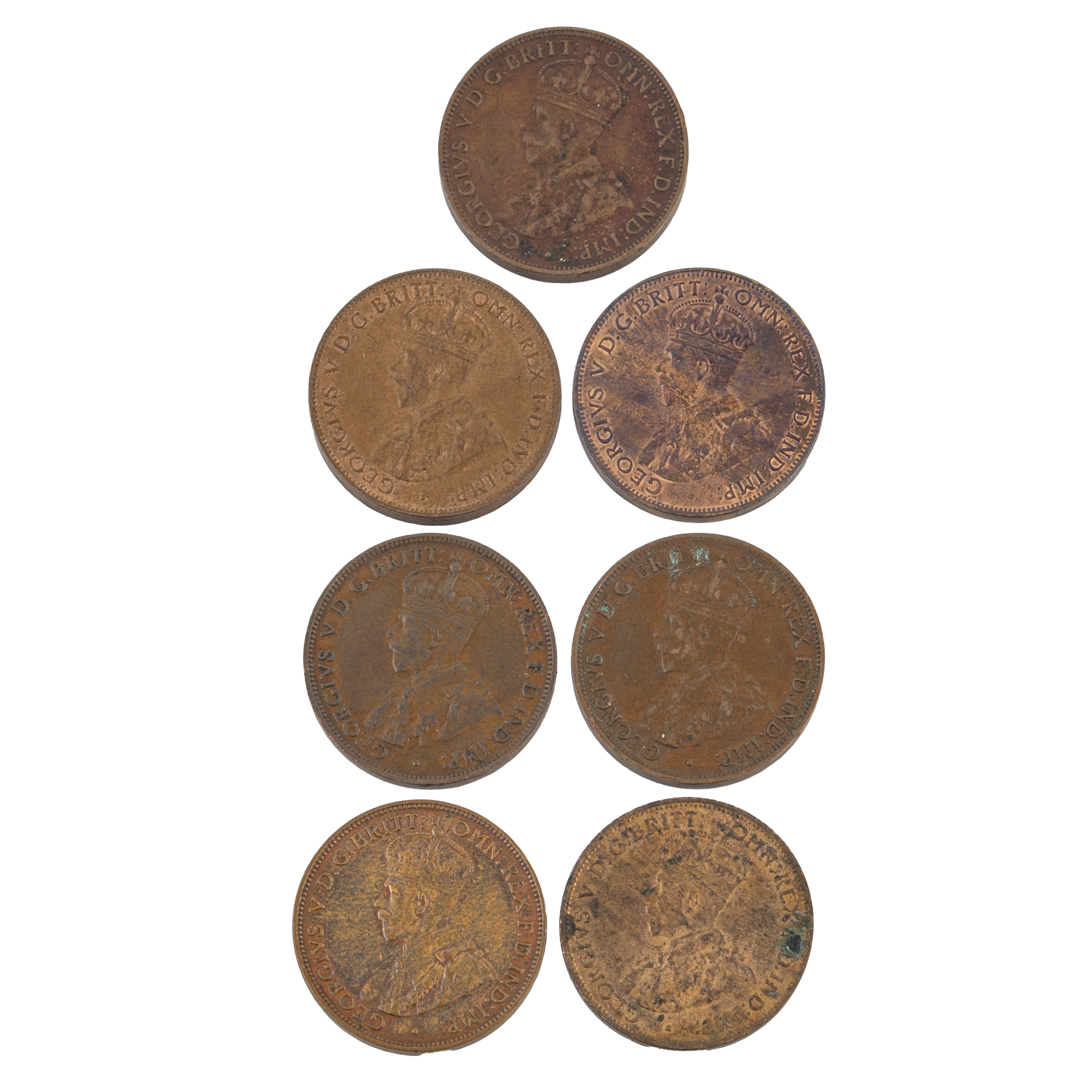 George V, Halfpenny, 1914 - 1933, VF - EF