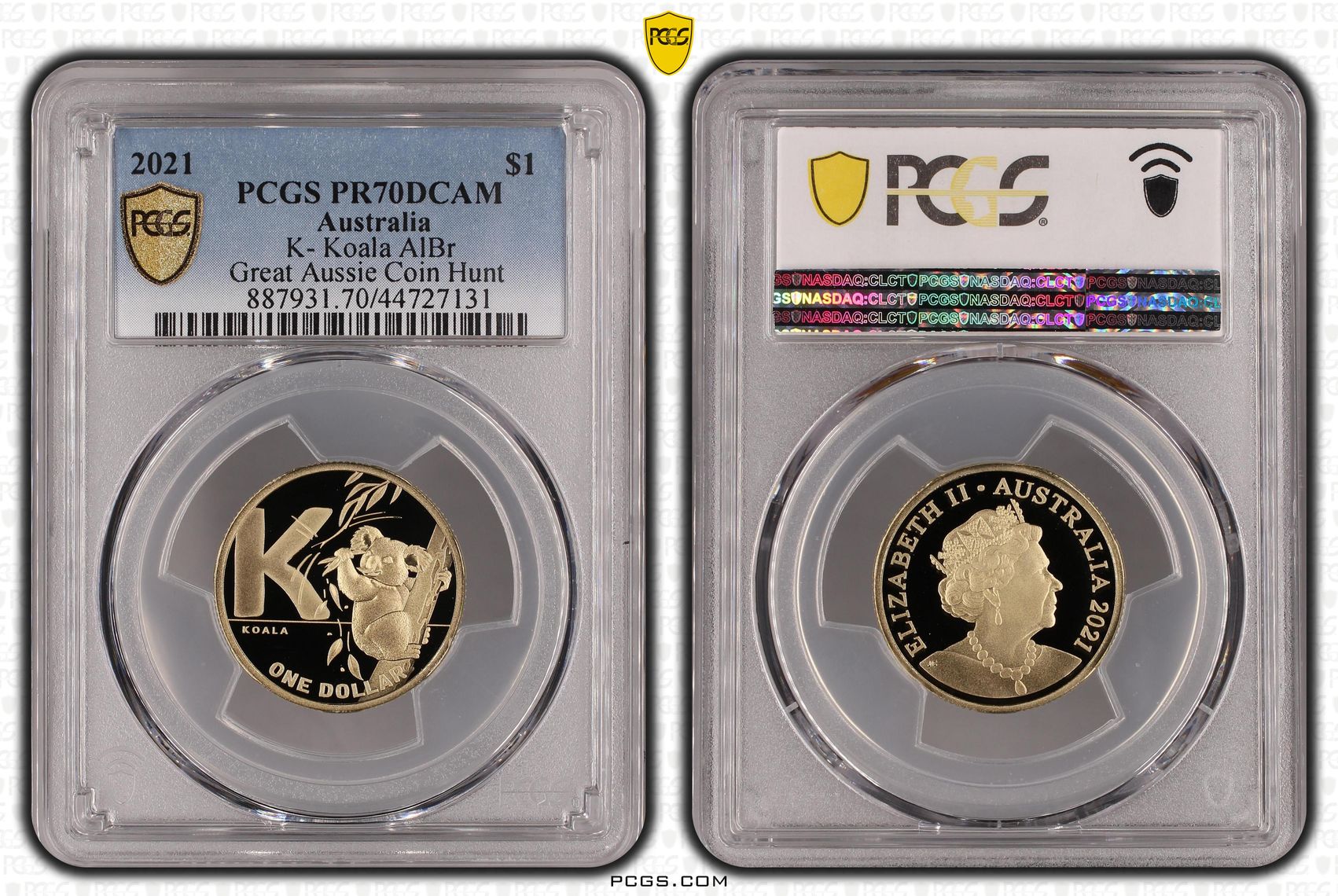 Elizabeth II, K- Koala AlBr, One Dollar, 2021, PCGS PR 70DCAM