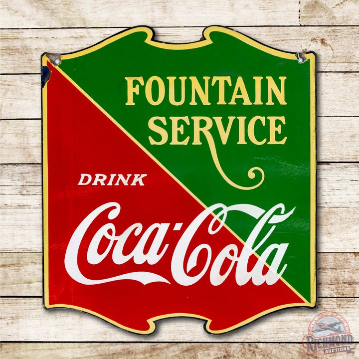 1934 Drink Coca Cola Fountain Service Porcelain Sign