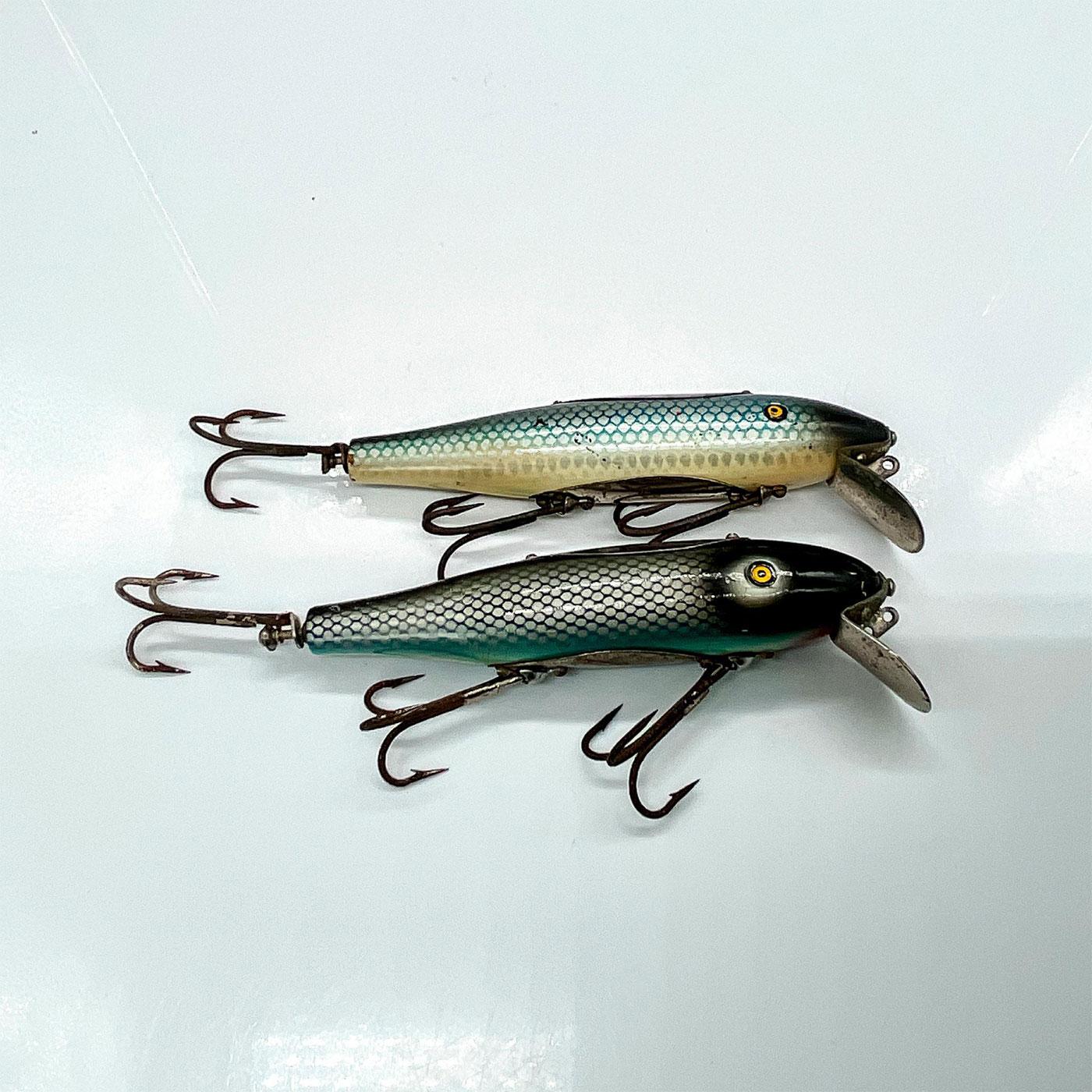 Pair Vintage of Pflueger Mustang Lures Blue and Black Scale